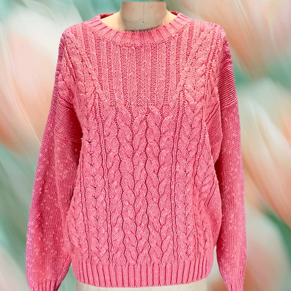 VINTAGE 80s Outback Red twisted cable knit sweater classic fisherman’s preppy